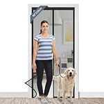 JelKen Fly Screen Door 90x210cm, Heavy Duty Magnetic Screen Curtain Patio Insect Mesh - Durable, Full Frame Magic Tape, Keeps Bugs Out Lets Fresh Air in - Black