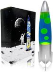 Pioensi Liquid Motion Lamps: 16 Inch Rocket Shape Lamps with Blue Liquid and Green Wax, Vintage Style Liquid Motion Lamps, Gift for Boys and Girls, Gift for Adults-Silvery