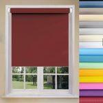 Window Roller Shades 55 x 60 cm UV Protection Thermal Properties Premium Fabric Light Filtering Window Treatment No Drilling Required for Home Office Bedroom, Red Wine