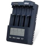 Ocamo Opus BT-C3100 LCD Panel Display Li-ion Battery Charger with 4 Individual Slots, 4 Modes(Charge, Discharge, Refresh, and Test) and Over-Heating Protector + Ameraican Plug Adapter