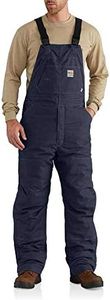Carhartt Men's Flame-Resistant Quick Duck Lined Bib Overall, Dark Navy, 34 x 34
