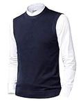 KTWOLEN Mens Sleeveless Jumpers V-Neck Sweater Vests Classic Business Knitwear Waistcoat Slim Fit Wool Blend Gilet Casual Knitted Tank Top, B-Navy Blue, XL