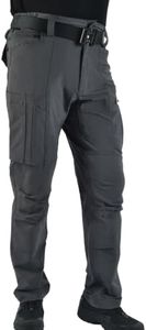 POWERTHREE Men's 4 Way Stretch Outdoor Cargo Pants All Season with Multi Pocket Utility Work Pant (US, Waist Inseam, 32, 32, Regular, Steel Grey)