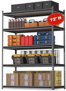 WORKPRO 5-Tier Metal Storage Shelving Unit, 36”W x 18”D x 72”H, Adjustable Storage Rack Heavy Duty Shelf with Particle Board, 4000 lbs Load Capacity (Total) for Garage Warehouse, Black/Silver