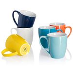 Sweese Porcelain Mugs - 12 Ounce for Coffee, Tea, Mocha and Mulled Drinks - Set of 6, Hot Assorted Colors