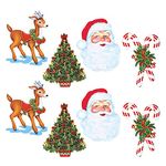 Beistle 8 Piece Merry Christmas Decorations Paper Cut Outs Holiday Party Supplies-Santa Claus, Reindeer, Tree, Candy Canes, 16" - 17", Multicolor