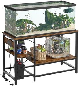 Bestier 55 Gallon Fish Tank Stand with Power Outlet, 49x13 Metal Aquarium Stand, 6-Leg Long Reptile Tank Stand with 3-Tier Adjustable Storage Shelves, 700LBS Capacity