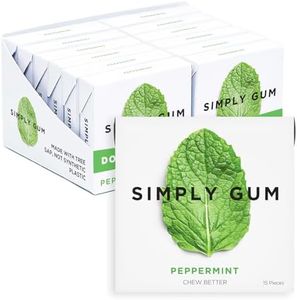 Simply Gum | Peppermint | Plant- Based Chewing Gum | Pack of 12 (180 Pieces Total) | Synthetic Free + Aspartame Free + non GMO