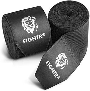 FIGHTR® Premium Boxing Hand Wraps for max. Stability and Protection | 4m semi Elastic Boxing Gloves with Thumb Loop for Boxing, MMA, Mauy Thai - Bandage (Black)