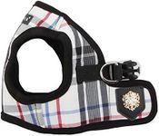 Puppia Junior - Checkered Dog Harness Small Dogs - Soft Vest - Also usable as Puppy Harness - Anti Pull Dog Lead, Black, XL