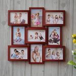 JaipurCrafts Premium Collage Photo Frame (Photo Size - 4 x 6, 9 Photos) (Brown)