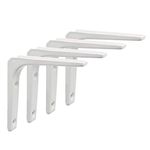 Sayayo Shelf Bracket Corner Brace Angle Bracket Shelf Support Wall Hanging 100mm*100mm, Metal Bright White Finished, 4 Pcs, EJR100W-4P