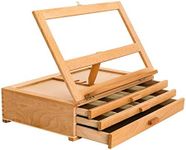 U.S. Art Supply Grand Solana Adjustable Wooden 3-Drawer Storage Box Easel, Premium Beechwood - Portable Wood Artist Desktop Case with Fold Down Canvas Easel Book Stand - Store Art Paint, Markers, Pens