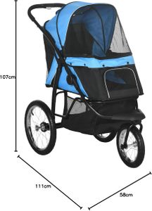PawHut Dog Stroller – Blue Pet Carrier with Foldable Design