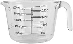 Farberware 4-Cup Borosilicate Glass Wet and Dry Measuring Cup with Oversized Measurements, Clear