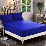 Elegant Comfort Premium Hotel Quality 1-Piece Fitted Sheet, Softest Quality Microfiber - Deep Pocket up to 16 inch, Wrinkle and Fade Resistant, Queen, Royal Blue