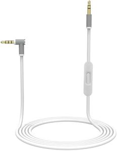 Audio Cable Cord Wire in-line Microphone Control Compatible Beats Dr Dre Headphones Solo, Studio, Pro, Detox, Wireless, Mixr, Executive, Pill (White)