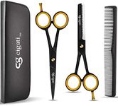 Cigati Hairdressing Scissors Set | 6.5 Inch Hair Scissors Stainless Steel Razor Edge Blades | Professional Barber Scissors Set (Black Scissors Thinning Scissors Set, 6.5 inch)