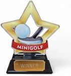 Trophy Monster Minigolf Gold Star Award For the Star Golfer! | FREE Engraved Winners Plate | for Events & Parties | Made from Printed Acrylic (130mm)