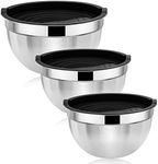 Herogo Mixing Bowl Set of 3, Stainless Steel Nesting Bowl with Black Airtight Lids, Metal Salad Serving Bowls for Baking Cooking, Non-Toxic & Rust Free, Dishwasher Safe (4.5/2.7/1.5 QT)