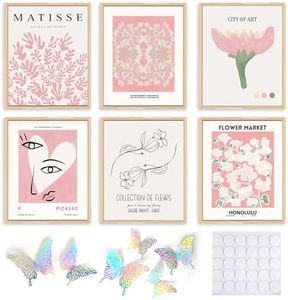 QIAOMICS Pink Flower Market Wall Art Prints,Abstract Matisse Wall Decor Aesthetic,Colorful Exhibition Posters Wall Art Flower Pictures for Bedroom,Living Room (8"×10“ Unframed)