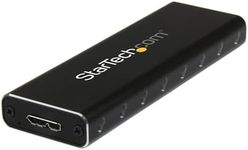 StarTech.com M.2 SSD Aluminum Enclosure to USB 3.0 (5Gbps) with UASP - Black - M.2 NGFF SATA with B Key & B+M Key - External M.2 Portable Enclosure - Not Compatible with NVMe / AHCI (SM2NGFFMBU33)