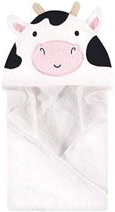 Hudson Baby Unisex Baby Cotton Animal Face Hooded Towel, Cow, One Size