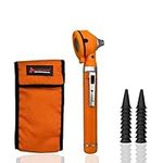 Cross Canada 11-092 Physician Fiber Optic LED Pocket Otoscope Diagnostic Set – Professional Otoscope for Physician, Medical Student, Nursing Student, Doctor, Nurse (Tangerine)