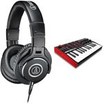 Audio-Technica M40x Professional Studio Headphones for studio recording, creators, DJs, podcasts and everyday listening & AKAI Professional MPK Mini– 25 Key USB MIDI Keyboard Controller