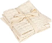 Bloomingville Square Cotton Waffle Weave, Set of 3, Cream Dish Cloth, Natural