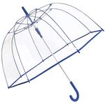 The Weather Station Clear Dome Umbrella, Transparent Bubble Umbrellas for Rain, Windproof and Waterproof for Adults or Kids Perfect for Travel or Wedding, See Through 52 Inch Arc, Blue, 52 Inch Arc,