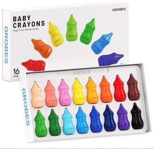YSNYSN 16 Colors Jumbo Baby bottle Crayons for Toddlers 1-3,Non-Toxic & Washable,Easy-Grip Infant Crayons for Early Learning & Arts and Crafts
