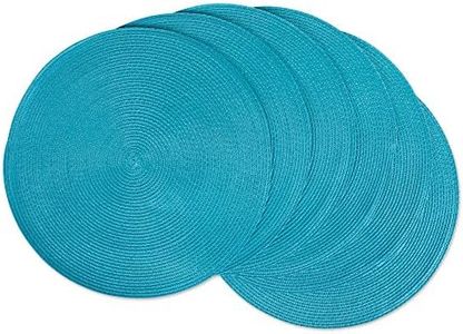 DII Lot de 6 sets de table classiques tissés pour intérieur/extérieur, rond, 38,1 cm de diamètre, turquoise, 6 pièces