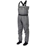 BASSDASH IMMERSE Breathable Ripstop Stocking Boot Foot Fishing Hunting Waders Lightweight Grey Camo Chest Wader for Men Women, Stocking Foot Wader - Heather Grey, 2X-Large 12-13