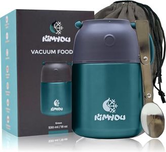Kimyou Food Flask 530 | Premium Stainless Steel Vacuum Insulated Thermal Food Container | Food flasks for hot Food | Soup Flask | Soup containers | Vacuum flasks with Bag, Brush and Spoon Green
