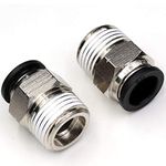 Push to Connect Air Fittings 1/2,CEKER PC 1/2 Inch Od Tube x 1/2" NPT Male Thread air line Quick Connect air Hose Fittings Pneumatic Fitting Push Lock Fit Connector 2Pack