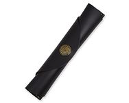 Pen Pouch Leather Single Fountain Pen Case with Button Protective Pen Sleeve - Black