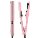 FOCALA Hair Straightener and Curler 2 in 1, Twist Hair Straightener Curling Iron for Straightening and Curling Hair, Dual Voltage 1 Inch Straighteners（Pink）