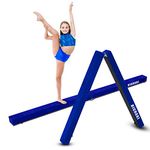 8FT Folding Balance Beam, Floor Gymnastics Equipment for Gymnast Kids Adults, Non Slip Rubber Base, Professional Gymnastics Beam for Home Training(Blue)