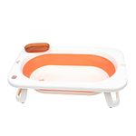 Mylo Kenzo 2-in-1 Foldable Bathtub with Temperature Sensor for 6 Months to 3 Years, Up to 20Kgs Weight Capacity, BPA Free, Anti Slip, EN Certified (Orange)