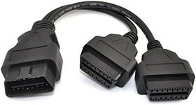 iKKEGOL 30cm/12" OBD2 OBD II Splitter Extension Y J1962 16 Pin Cable Male to Dual Female Cord Adapter