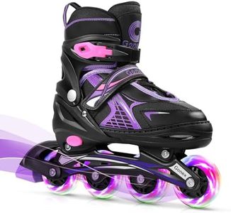 Gonex Inline Skates for Girls Boys Kids, Adjustable Skates Outdoor Blades Inline Roller Skates for Children Teens Women with Light Up Wheels for Indoor Outdoor Backyard Skating, Purple M
