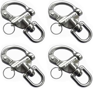 Baieasy 4 Pack Swivel Eye Snap Shackle, Marine Sailboat Shackles Quick Release 316 Stainless Steel for Sailing Rigging SCBA Mask Halyard Panic Snap Spinnaker Clip