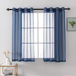 HUTO Navy Blue Sheer Curtains 45 Inch Length for Small Windows Loft/Basement/Kitchen Home Decor Short Sheer Window Curtain Panels for Living Room 52x45 Inches 2 Pieces