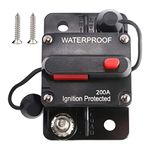 RED WOLF 200Amp Circuit Breaker for Trolling Motor Boat Marine ATV Vehicles Stereo Audio Electronic Battery System Inline Fuse with Manual Reset Switch Waterproof 12V-48V