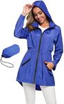 Avoogue Light Rain Jacket Women with Hood Long Waterproof Rain Coat Hooded Windbreaker Blue M
