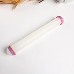 Jamboree Fondant Rolling Pin 12 Inch x 1.38 Inch Adjustable Guide Rings Non-Stick PP Plastic Fondant Roller Dough Roller Kitchen Decorating Tools for Cookie Pastry Pizza Clay