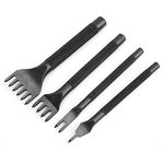 4 Pcs Leather Chisel Kit 1/2/4/6 Prong Leather Punch Stitching Tool Black Electroplating Leather Craft Chisel(3mm)