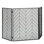 GiantexUK 3-Panel Folding Fireplace Screen, 133 x 78cm Metal Mesh Spark Guard, Heavy Duty Freestanding Spark Protection Fire Guard Barrier for Child Baby Pet Open Fire (Black)