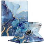 Fintie Rotating Case for iPad Pro 11-inch M4 (2024) (Model Number: A2836/A2837/A3006) - 360 Degree Swiveling Smart Stand Protective Cover with Pencil Holder, Auto Sleep/Wake, (Ocean Marble)